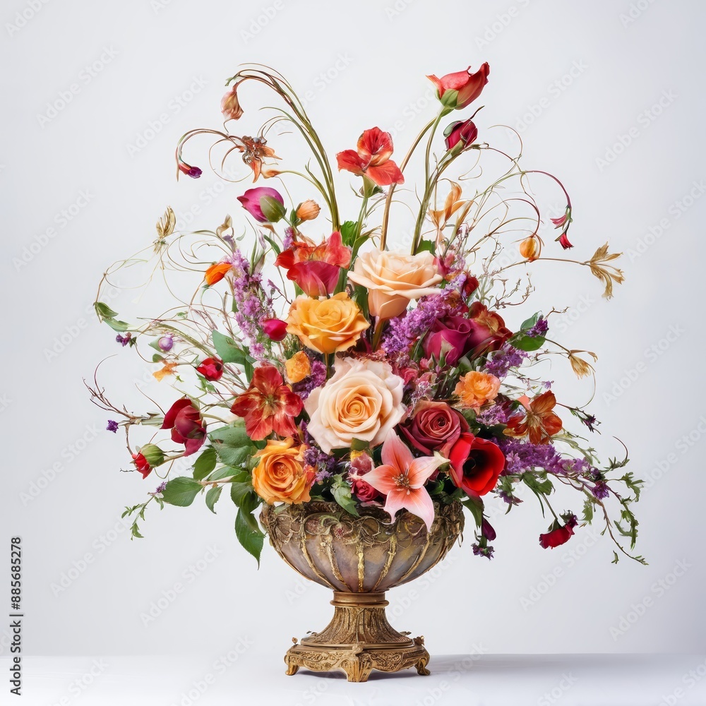 Vase Filled With Different Colored Flowers Vase Filled With Different Colored Flowers