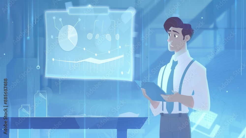 Business Presentation with Digital Displays: Professional Seminar Illustration for Modern Corporate Design Business Presentation with Digital Displays: Professional Seminar Illustration for Modern Corporate Design