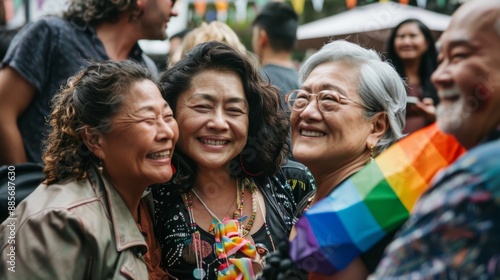 Joyous LGBTQ Family Reunion: Multi-Generational Celebration with Smiles, Hugs, and Festive Colors