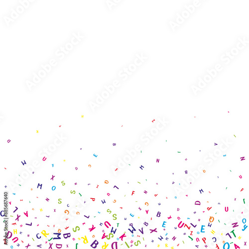 Flying latin letters. Colorful childish scattered