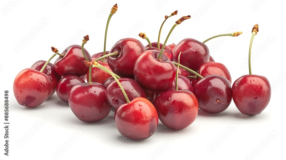 Red cherry cherries, many angles and view side top front heap pile bunch isolated on withe background cutout Red cherry cherries, many angles and view side top front heap pile bunch isolated on withe background cutout