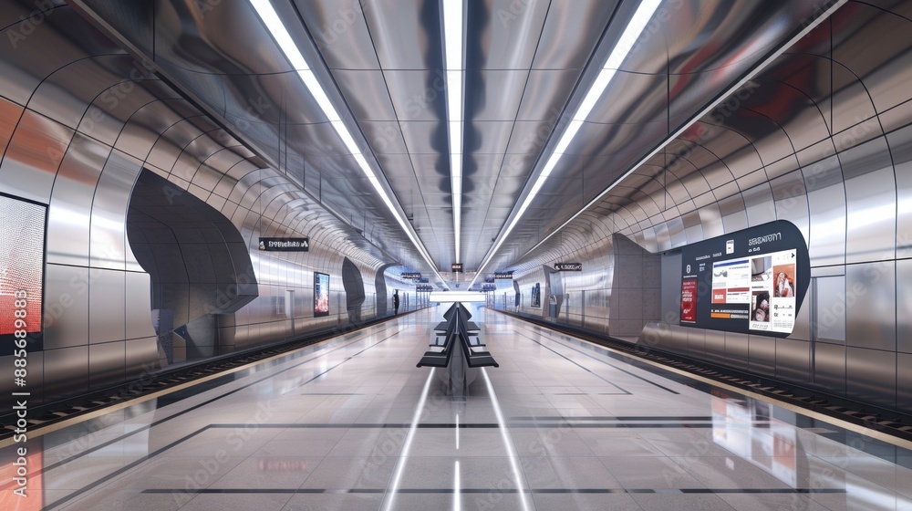 Modern Metro Station Upgrade with Digital Screens and Automated Systems for a Futuristic Design Modern Metro Station Upgrade with Digital Screens and Automated Systems for a Futuristic Design