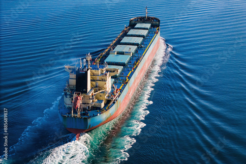 Konstfotografi Bulk cargo carrier ship underway in calm sea