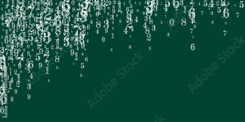 Scattered numbers. White chalk digits flying