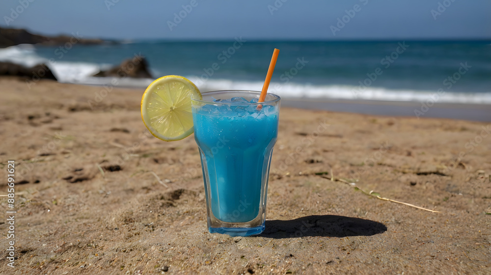 glass of cocktail on the beach, ai generated glass of cocktail on the beach, ai generated