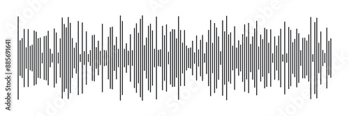 Waves of the equalizer. Vector illustration of music sound on isolated background. Drawing of radio signal painted by black inks. Sketch of musical soundtrack. Etching of voice record. In eps 10.
