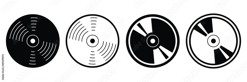 Set of Compact disc icon collection. Music disc cassette symbol. Vector illustration. Set of Compact disc icon collection. Music disc cassette symbol. Vector illustration.