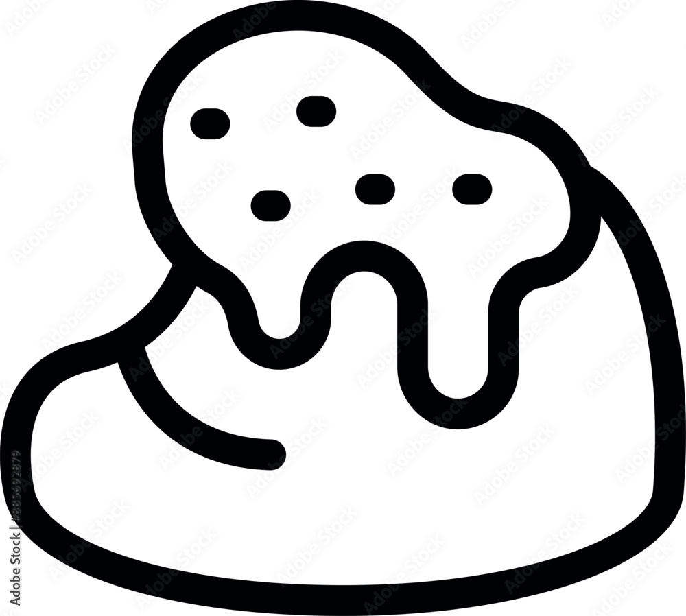 Minimalist icon of a muffin dripping with icing, perfect for representing bakeries, cafes, and dessert menus Minimalist icon of a muffin dripping with icing, perfect for representing bakeries, cafes, and dessert menus