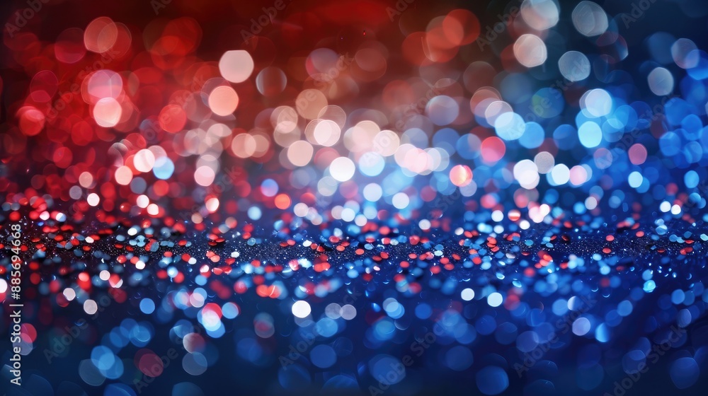 Naklejka premium Abstract patriotic background with shimmering red, white, and blue glitter sparkles, ideal for voting and Memorial Day.