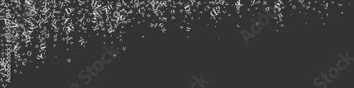 Flying latin letters. White chalk  scattered