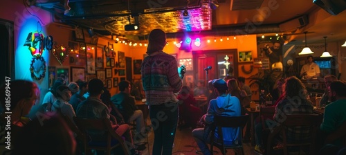 Vibrant LGBTQ Poetry Slam Celebrates Artistic Talent with Enthusiastic Audience and Electric Atmosphere photo