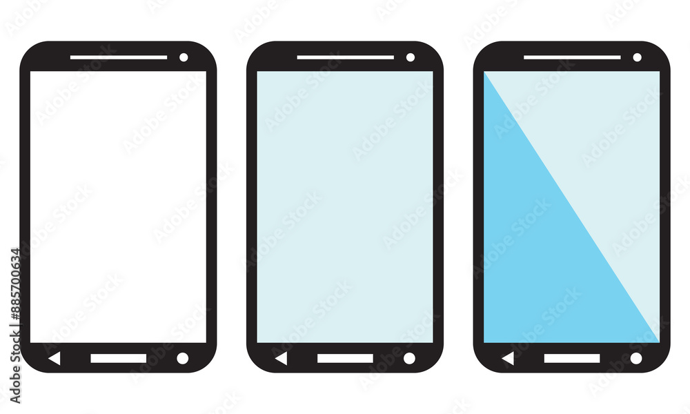 Smart phone icon mobile mockup. Front line cell phone on screen. Mobile phone symbol set. Vector illustration. on white background. Smart phone icon mobile mockup. Front line cell phone on screen. Mobile phone symbol set. Vector illustration. on white background.