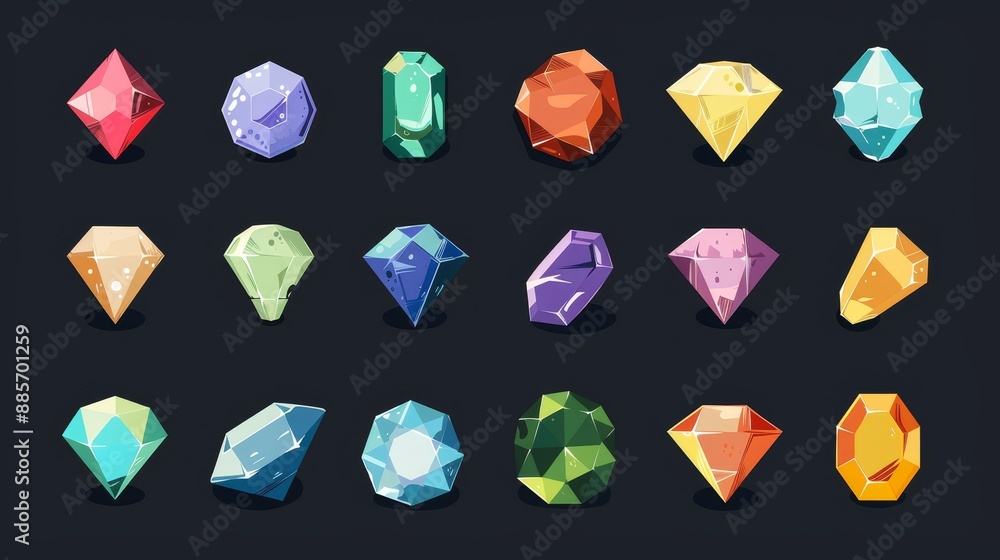 Fototapeta premium Gems icons set