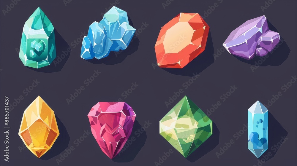 Naklejka premium Gems icons set