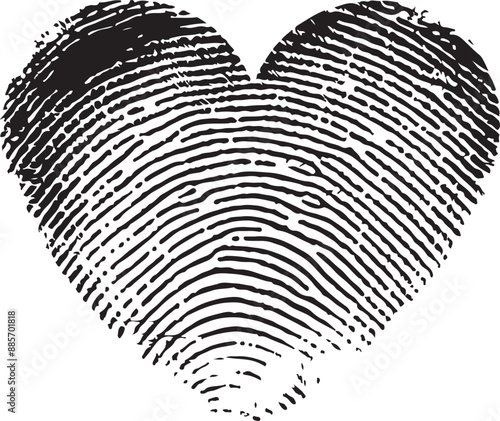 Fingerprint Love Heart Shape Silhouette