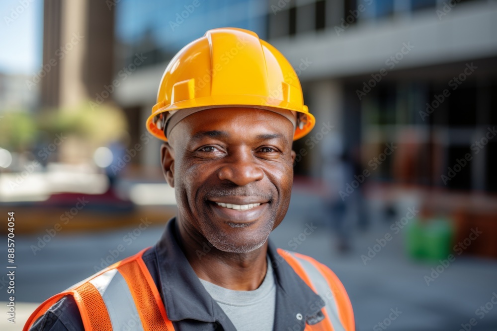 Smiling portrait of a middle aged male engineer at construction site Smiling portrait of a middle aged male engineer at construction site