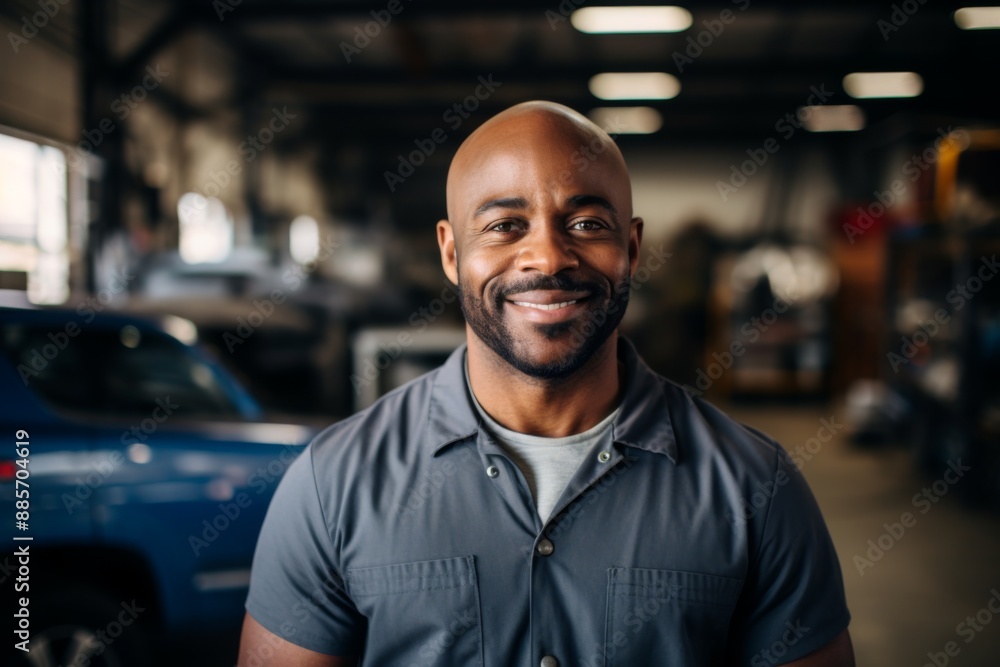 Smiling portrait of a middle aged car mechanic Smiling portrait of a middle aged car mechanic