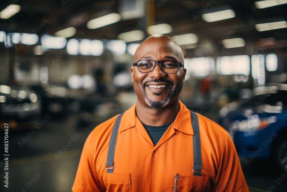 Obraz premium Smiling portrait of a middle aged car mechanic