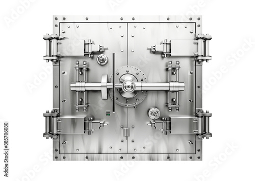 Steel metallic door secure lock protect vault safe strength banking wealth. Safety storage background deposit finance savings money system business secrecy solid password room box, transparent PNG