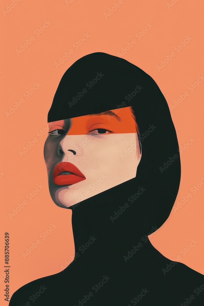 a woman with orange and black hair is in a black and white photo a woman with orange and black hair is in a black and white photo