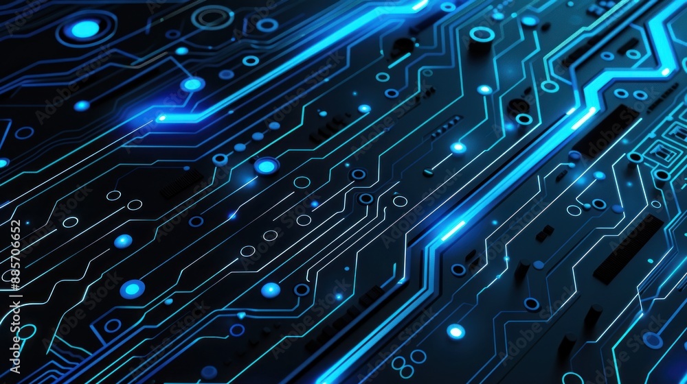 Glowing Blue Circuit Board Glowing Blue Circuit Board