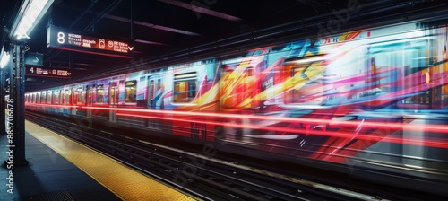 Vibrant Subway Ads in Motion Promoting a New Product Launch, Ideal for Captivating Urban Passengers