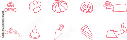 illustration of a set of sweets bakery and cakes