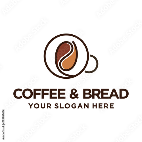 Coffee and bread cafe logo design inspiration Premium