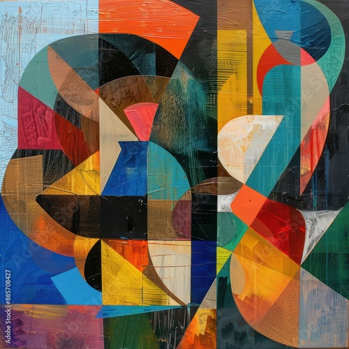 an abstract painting with many different colors