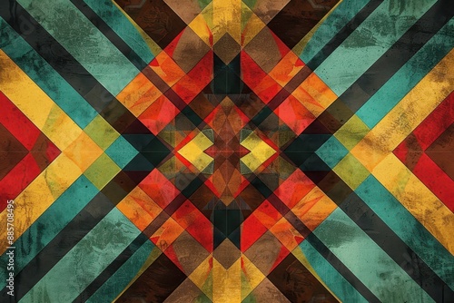 colorful geometric pattern with a red, yellow and green background photo