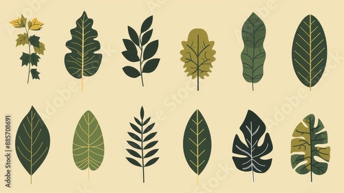 Leaves icons set © Jane Kelly