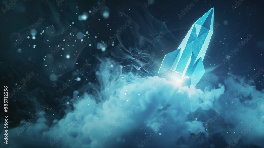 Crystal Rocket Ascending Through Clouds Crystal Rocket Ascending Through Clouds