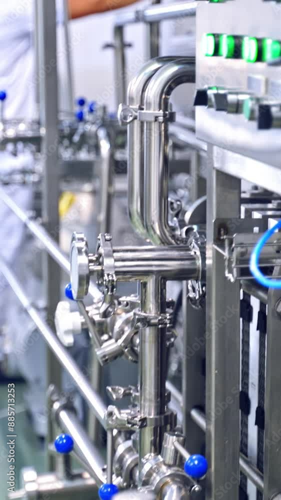 Automated modern dairy factory. Production of milk in a dairy factory Vertical video Automated modern dairy factory. Production of milk in a dairy factory Vertical video