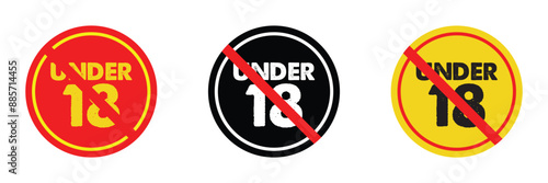 18 Plus icon set. Adult Plus Age Circle vector symbol in a black filled and outlined style. Eighteen years limit sign in eps 10.