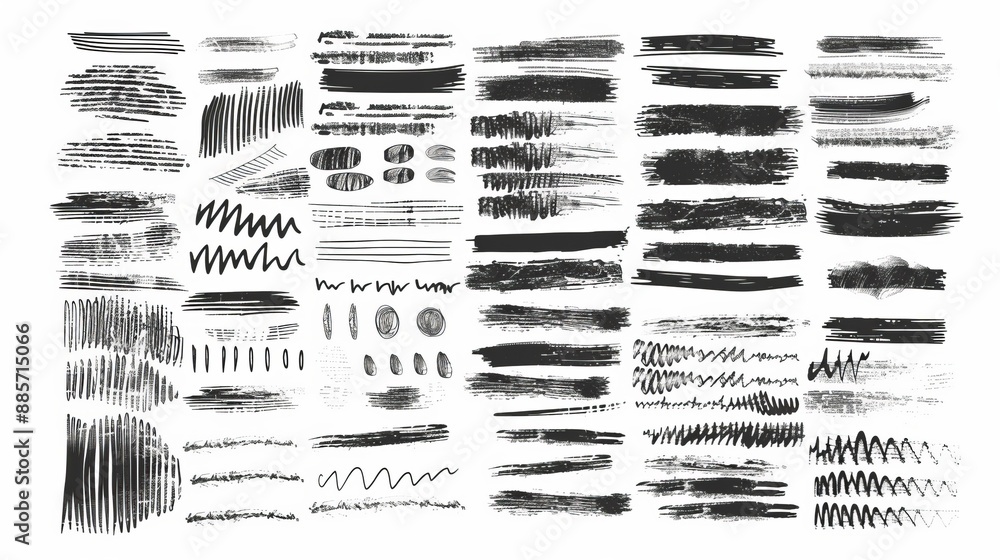 This image presents assorted abstract black brush strokes on a white backdrop, showcasing a wide range of creative and dynamic elements, ideal for various artistic applications. This image presents assorted abstract black brush strokes on a white backdrop, showcasing a wide range of creative and dynamic elements, ideal for various artistic applications.