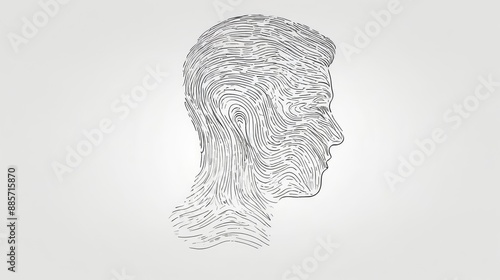 Human Head Drawing With Fingerprint