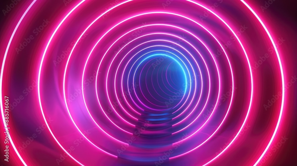 An enchanting neon wave illustration showing concentric circles of glowing waves that form a mesmerizing and dynamic visual effect. An enchanting neon wave illustration showing concentric circles of glowing waves that form a mesmerizing and dynamic visual effect.