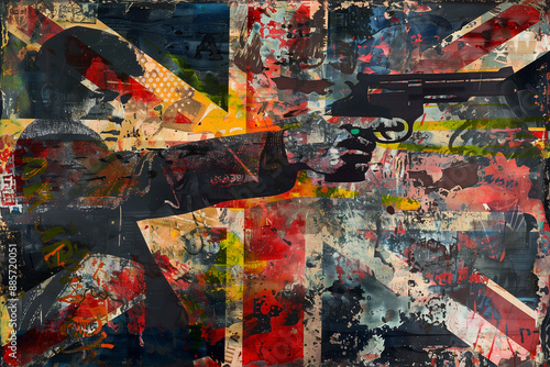 British Agent Pointing a Gun- Gritty Pop Art Work