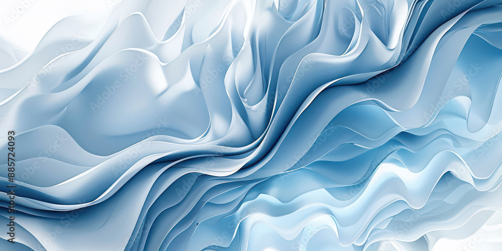 Fototapeta premium Abstract blue and white fabric folds creating a flowing texture, abstract art concept