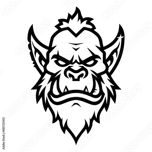 orc icon or modern line symbol. Vector line art and icon design with bold outline. Black and white Pixel Perfect minimalistic symbol isolated white background. Silhouette simple thin sign