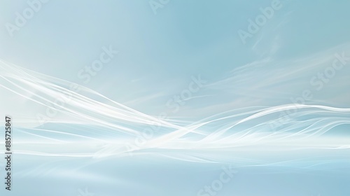 Soft gradient background going from light blue to white, with a subtle white airplane trail