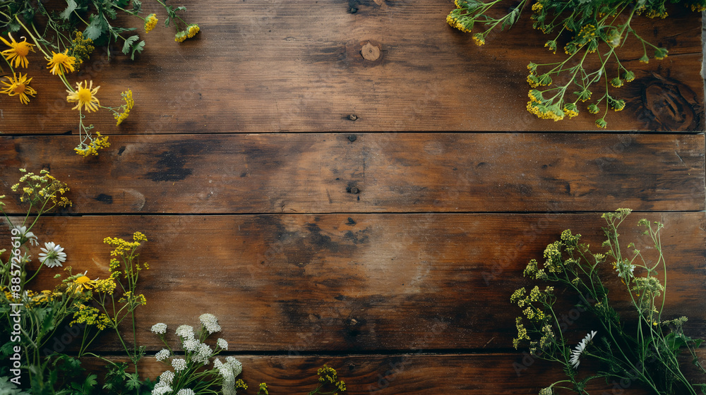 wooden background with flowers wooden background with flowers