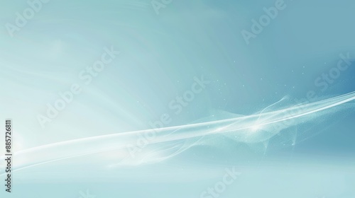 Soft gradient background going from light blue to white, with a subtle white airplane trail