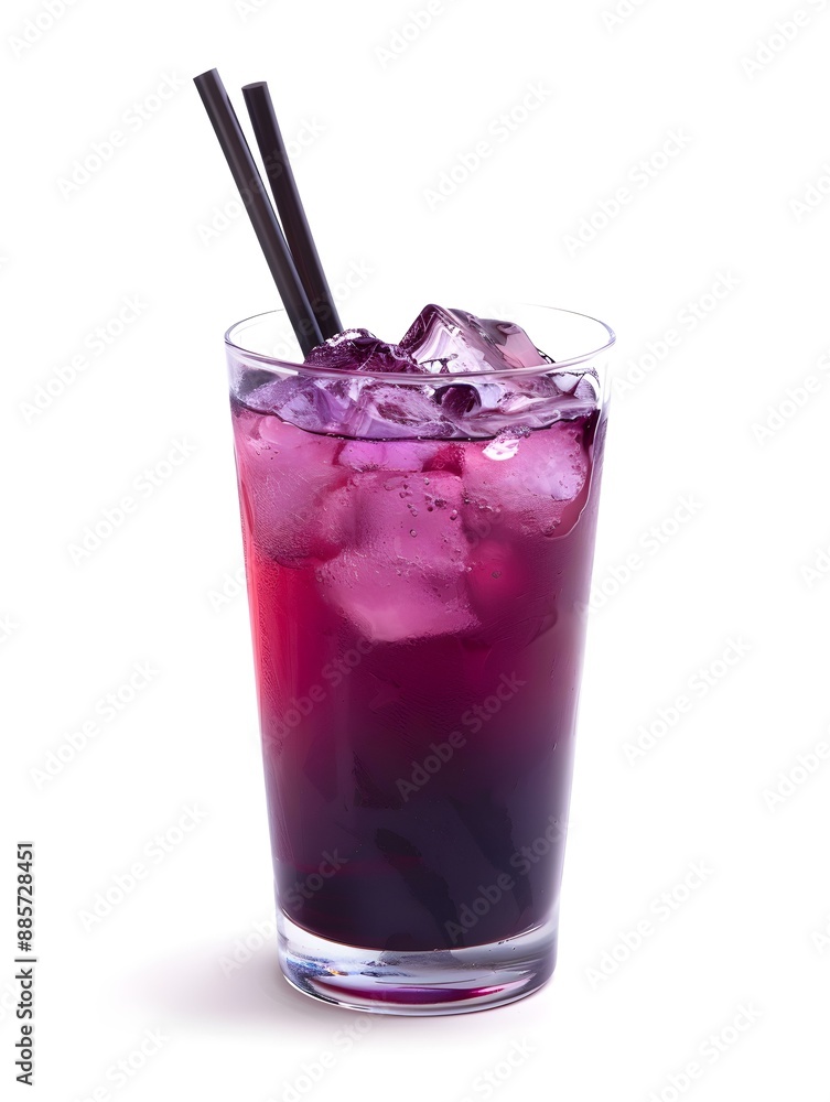 Dark Purple Summer Drink on a light Background with Sunlight and Shadows Dark Purple Summer Drink on a light Background with Sunlight and Shadows
