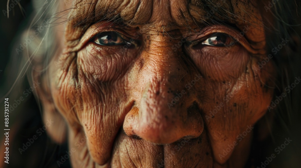 The face of an old Native American. Cinematic. AI generative. The face of an old Native American. Cinematic. AI generative.