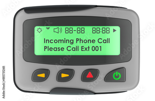 Gray Pager, beeper. Front view. 3D rendering isolated on transparent background photo