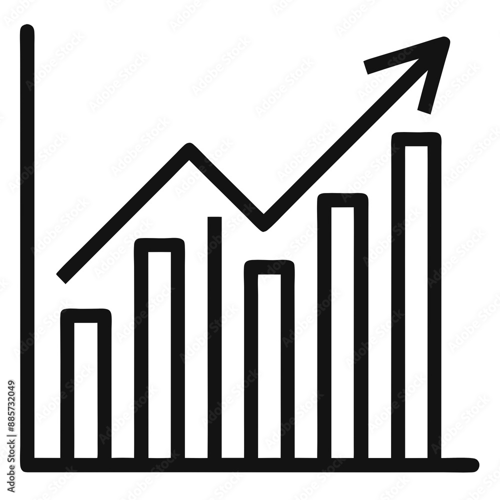 graph with arrow Icon, Black Outline, Design and Drafting Tools graph with arrow Icon, Black Outline, Design and Drafting Tools