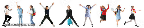 Set of cute jumping schoolc...