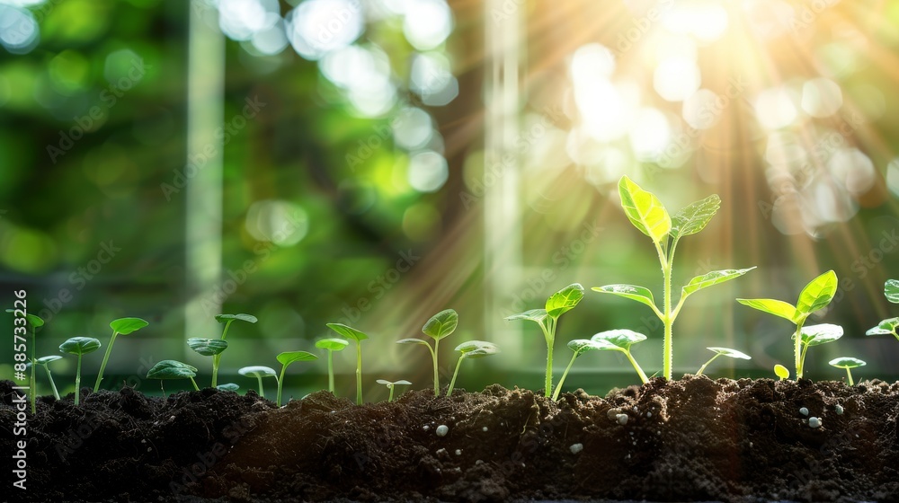 In office business growth success concept, small plants are seeded and grown In office business growth success concept, small plants are seeded and grown
