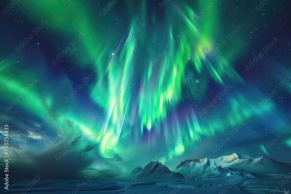 Obraz premium Aurora borealis illuminates the dark sky with vibrant colors